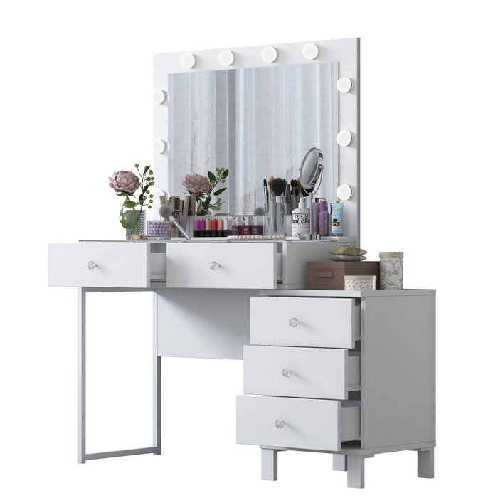 Hanah Home Mesa de Maquillaje Blanca con 10 Focos